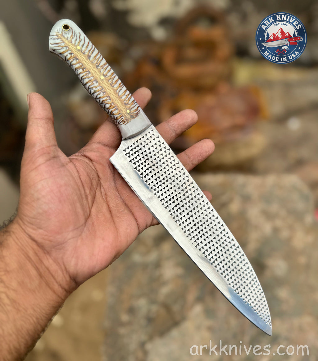 Custom Handmade Rasp Utility Knife | White Pinecone & Resin Handle | Upcycled File Blade Utility Knife | Made in USA | Best Gift