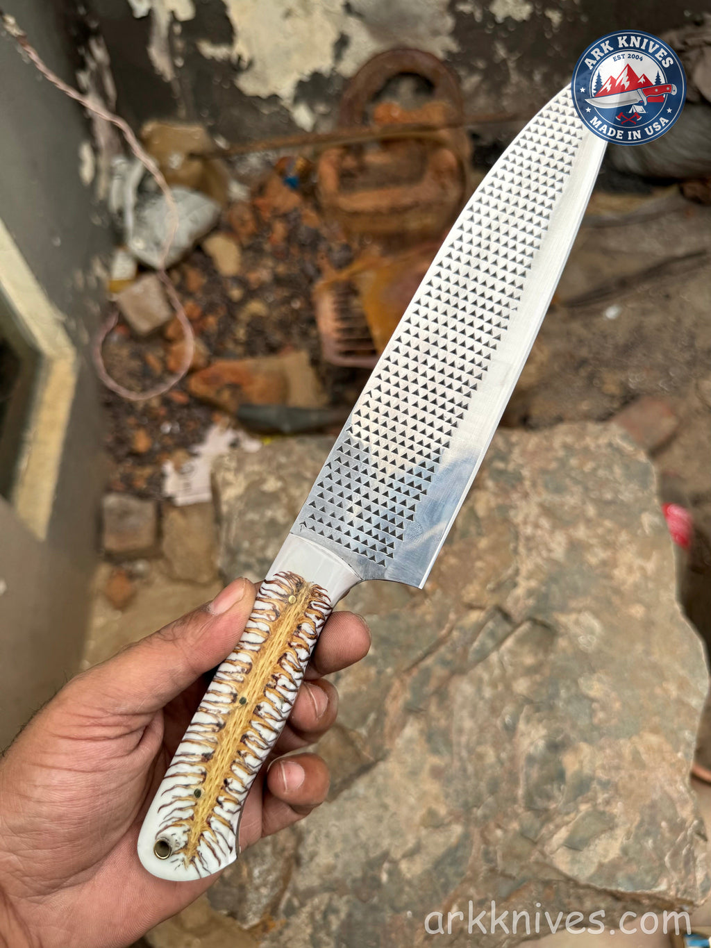 Custom Handmade Rasp Utility Knife | White Pinecone & Resin Handle | Upcycled File Blade Utility Knife | Made in USA | Best Gift