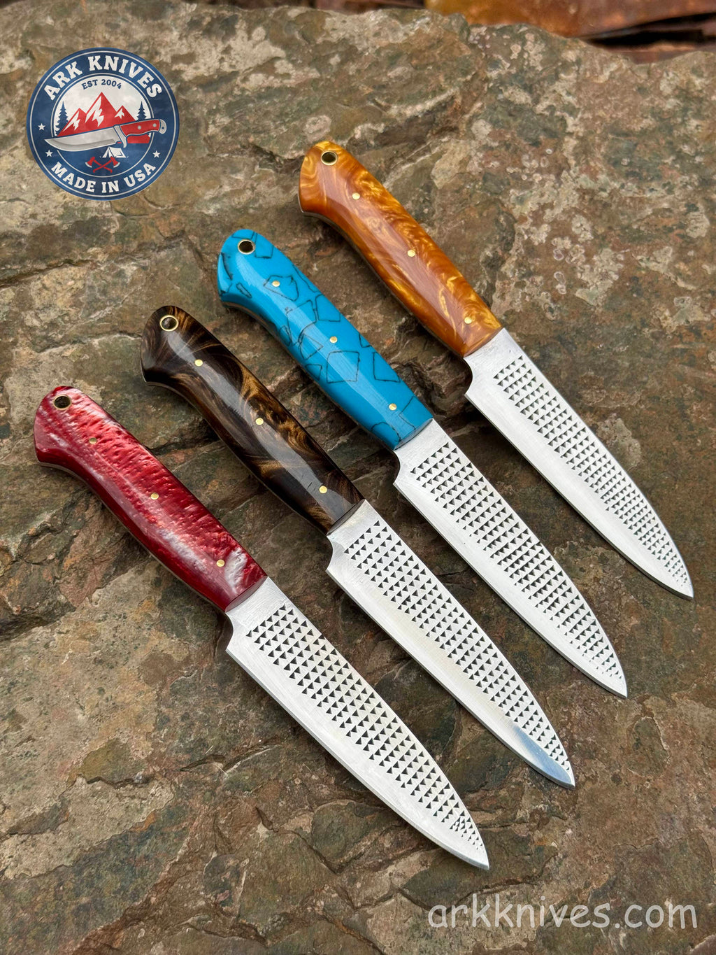 Handmade 8.5" Steak Knife, Custom Farrier File Knife with Vibrant Epoxy Resin Handle, Custom Cutlery, Unique BBQ Chef Gift