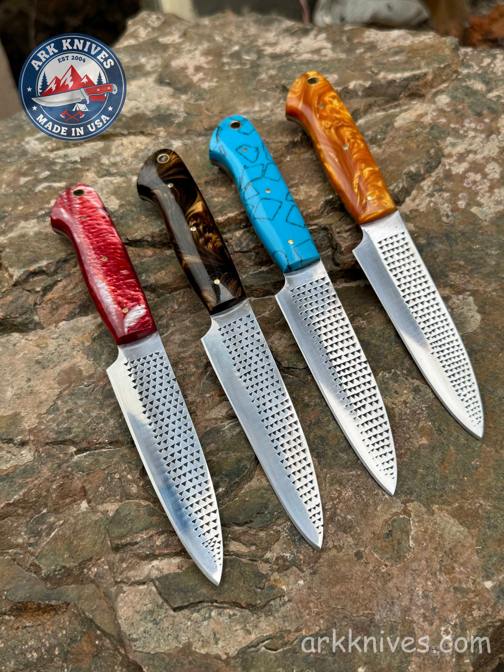 Handmade 8.5" Steak Knife, Custom Farrier File Knife with Vibrant Epoxy Resin Handle, Custom Cutlery, Unique BBQ Chef Gift