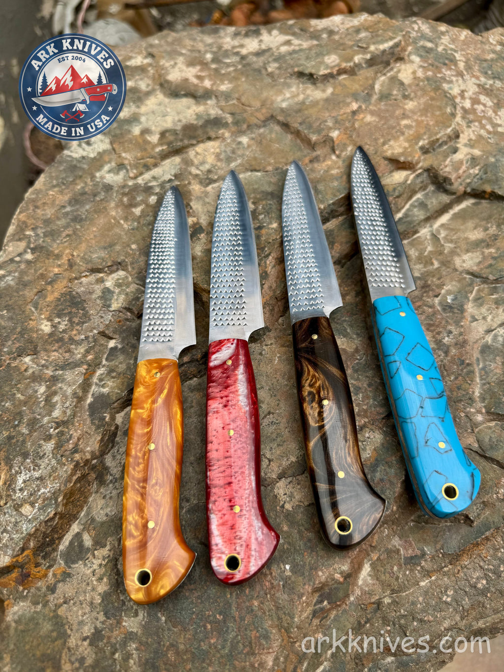 Handmade 8.5" Steak Knife, Custom Farrier File Knife with Vibrant Epoxy Resin Handle, Custom Cutlery, Unique BBQ Chef Gift