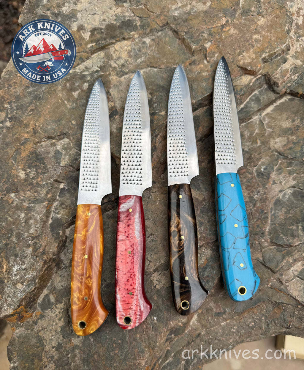 Handmade 8.5" Steak Knife, Custom Farrier File Knife with Vibrant Epoxy Resin Handle, Custom Cutlery, Unique BBQ Chef Gift